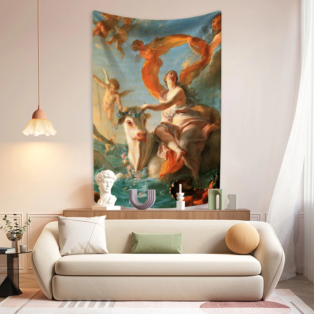 Ancient Greek Mythology Tapestry Oil Painting Printed Boho Home Decor Wall Hanging Living Room Bedroom Background Sofa Blanket