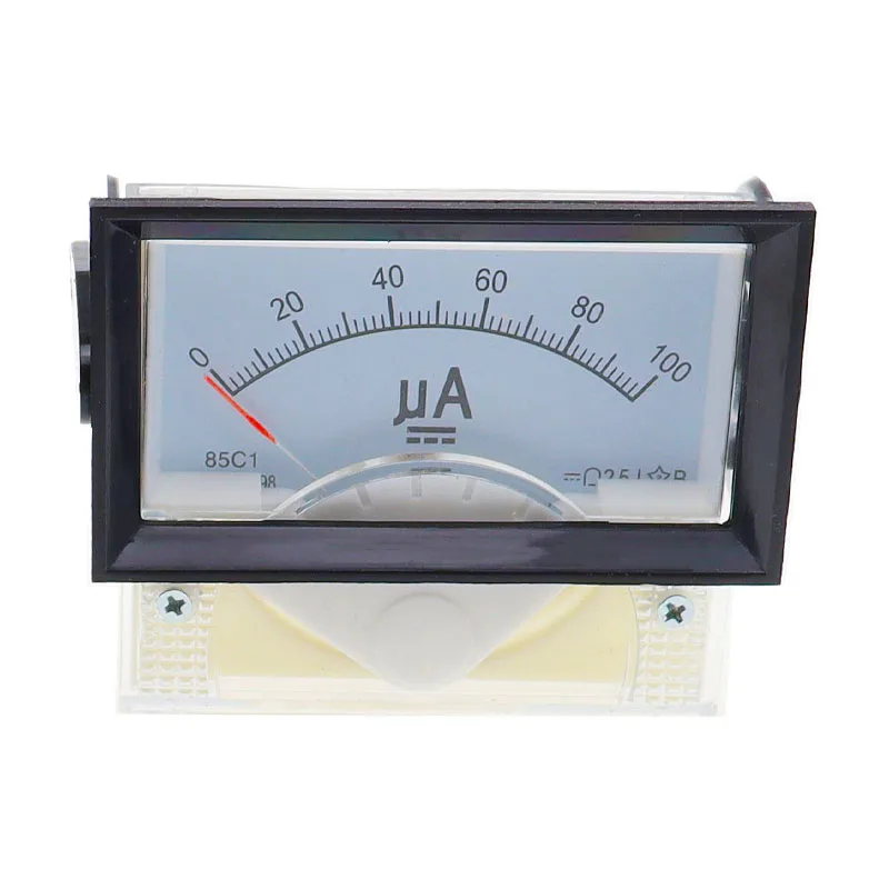 85C17 Panel Mount Analog Ammeter Gauge DC 0-100uA 50uA 200uA 500uA Measuring Range Pointer type DC microampere meter