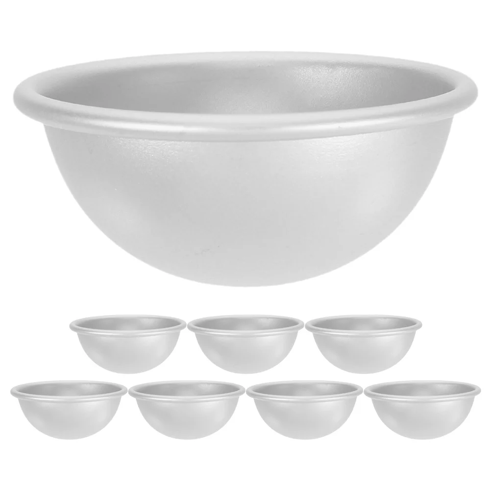 

8Pcs Creative DIY Aluminum Sphere Cake Tin for Mochi Bath Salts Mini Cakes and Craft Projects Metal Molds Sphere Cake Tin