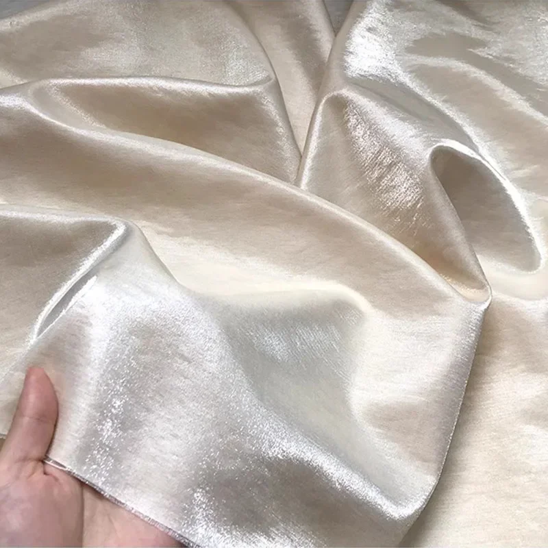 

High Quality Glazed Silk Linen Fabric Glossy Delicate Drape Fashion Fabric for Lady Suit Blouse Dress Sewing Accessories