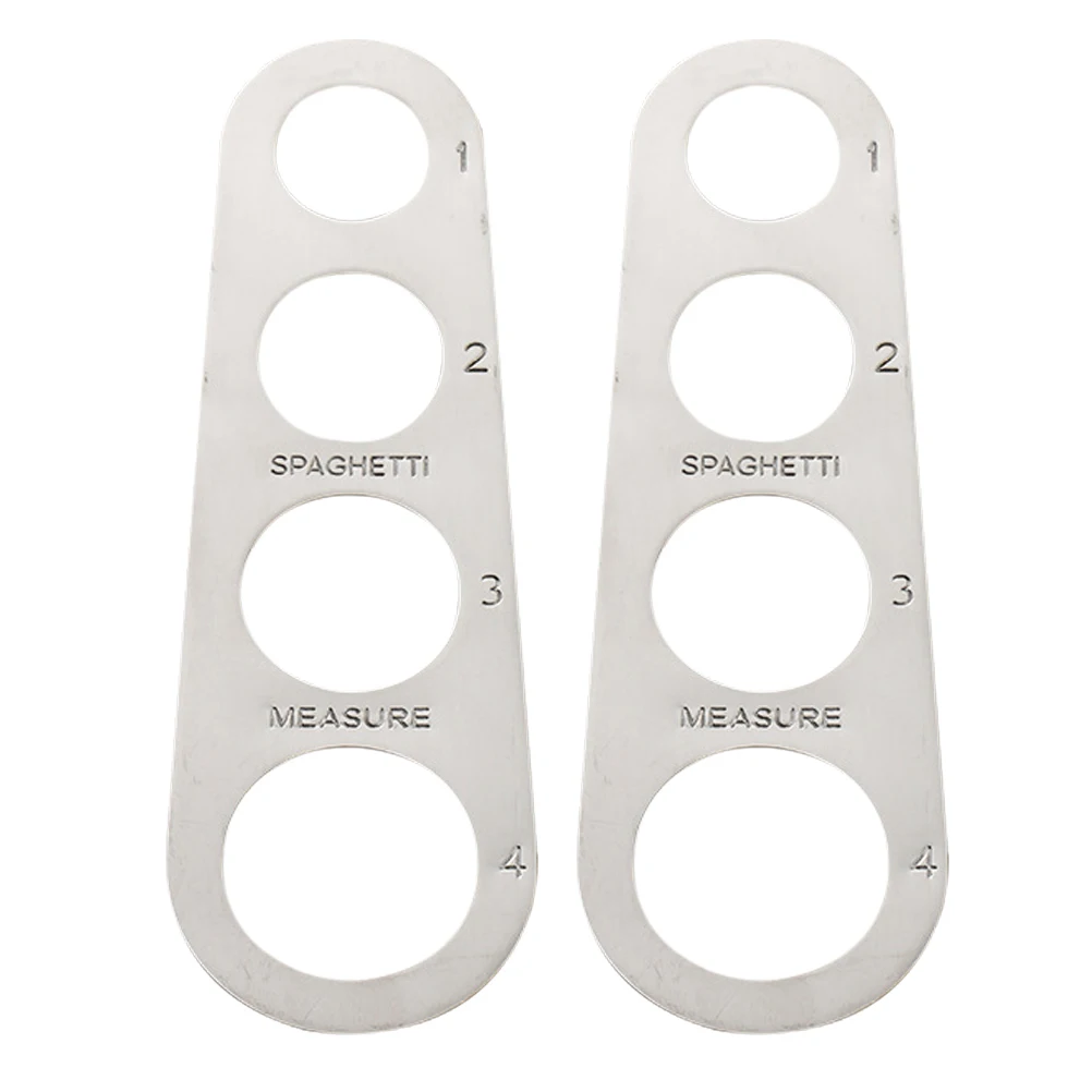 

2 Pcs 430 Stainless Steel Spaghetti Pasta Measuring Ruler 4 Hole Noodle Kitchen Tool Silver Compact Precise for Home