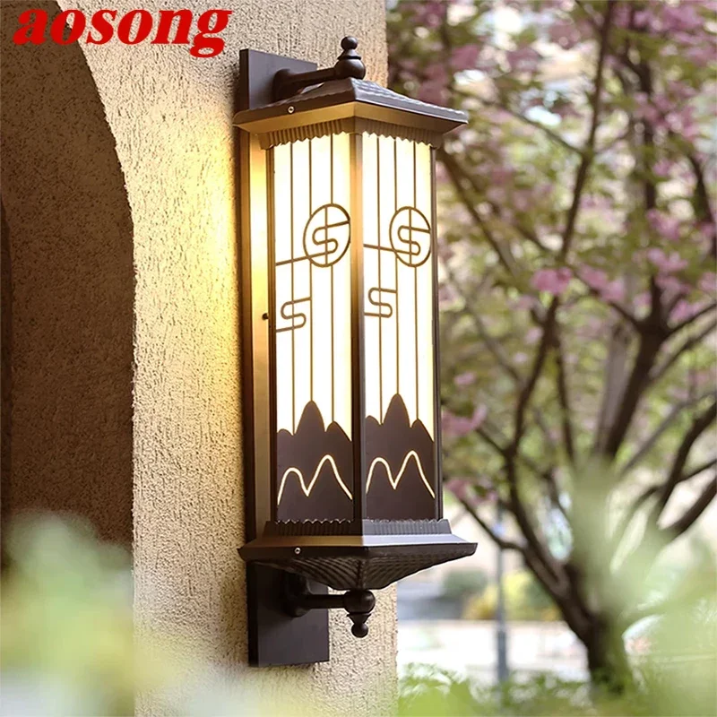 

AOSONG Contemporary LED Outdoor Wall Lamps Electric Simplicity Waterproof Balcony Hallway Courtyard Villa Gate Hotel