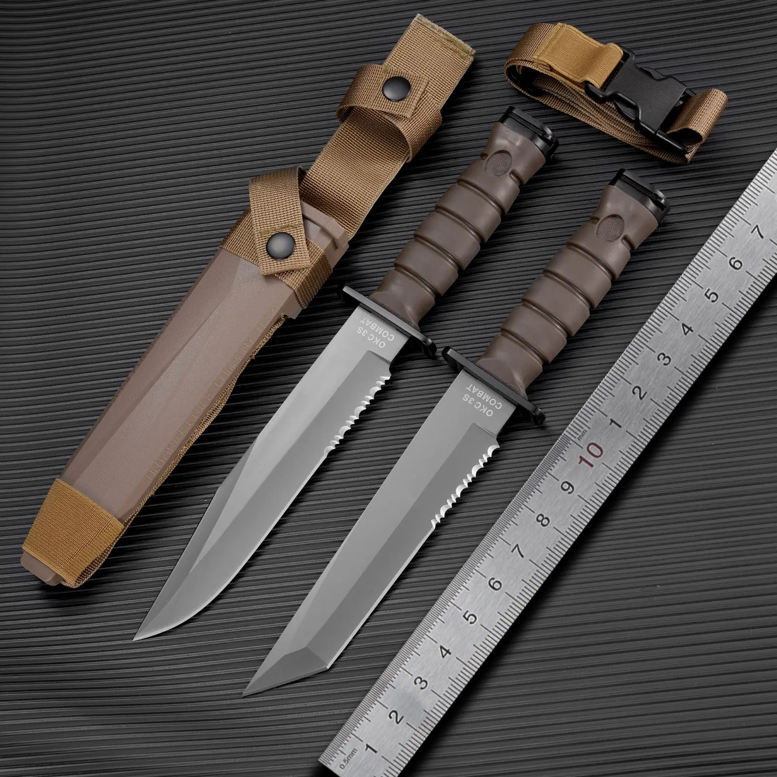 High-Density Military Tactical Knife Self-Defense Knife An Outdoor Survival Knife EDC Fixed Blade Hunting Knife