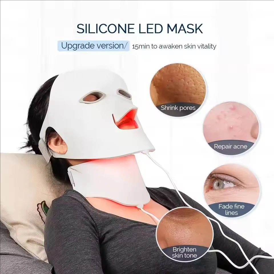 Face Neck Siliconen Led Masker  Licht 7 Kleuren Foton Rood Licht Therapie Flexibele Gezichtsverzorging Schoonheid Huidverzorging