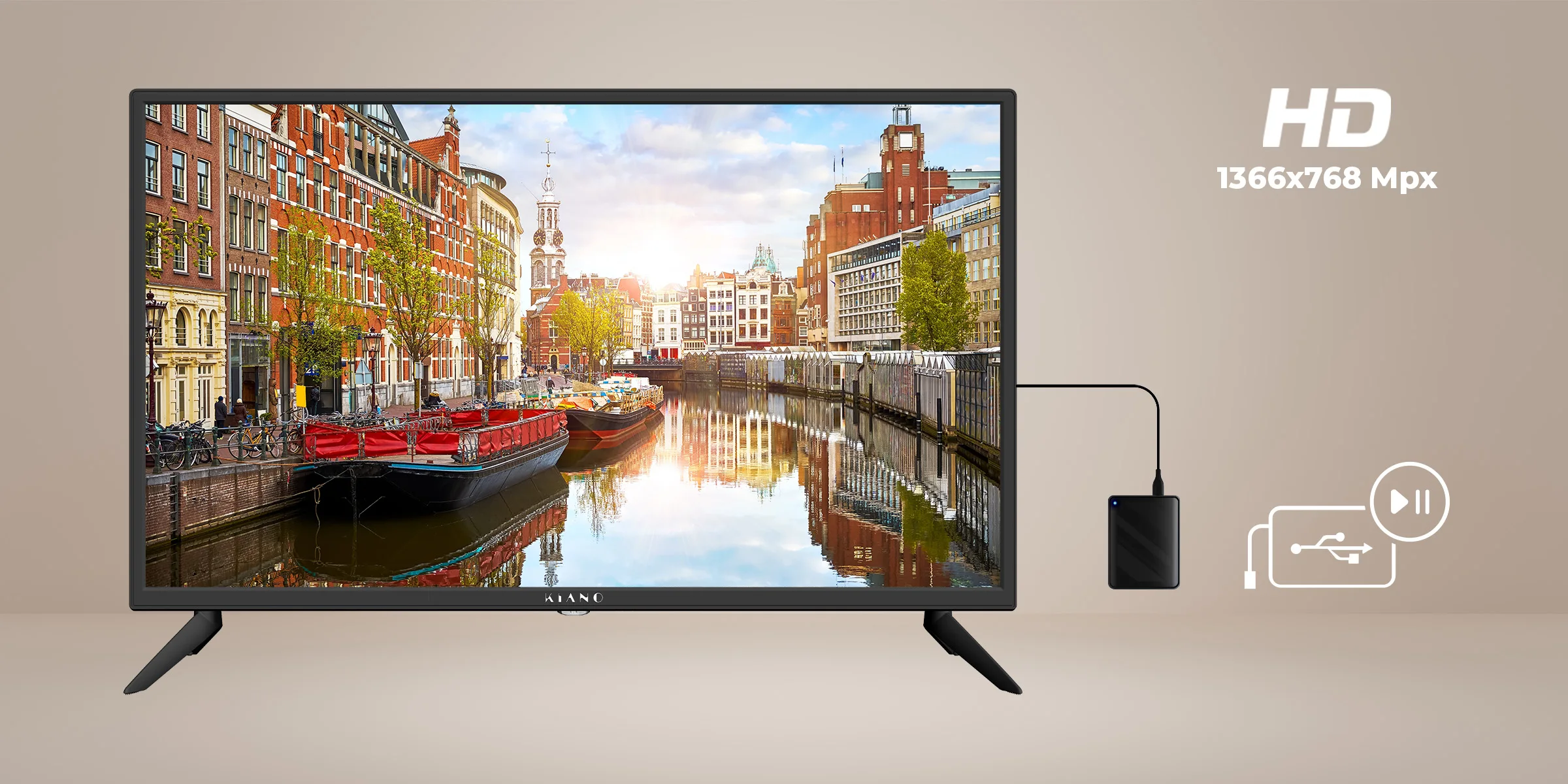 تلفزيون LED Kiano SlimTV 32 HD جاهز HDMI USB PVR مسجل HD صورة