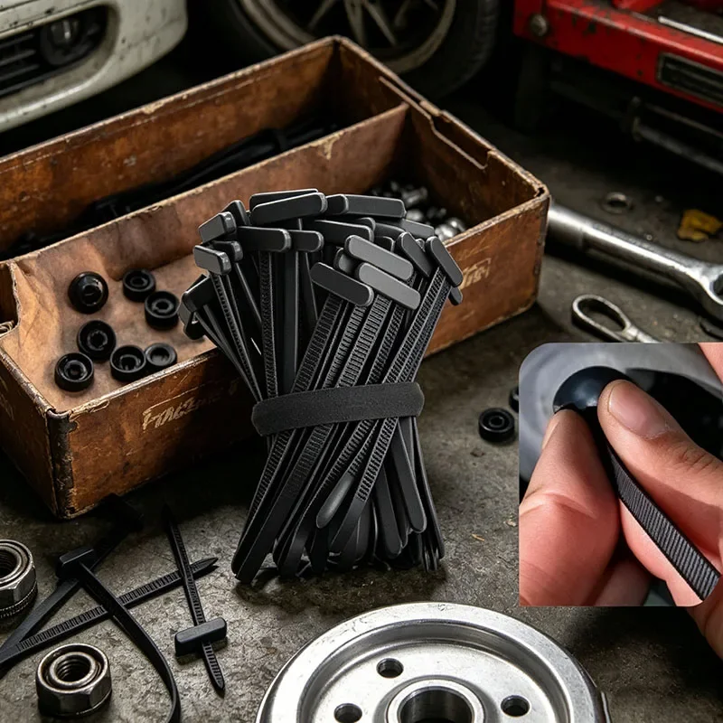 Car NylonTie Buckle Heavy Duty Self-Locking Nylon Zip Ties Holder Multipurpose Plastic Cable Ties Tool Reusable Nylon Cable Ties