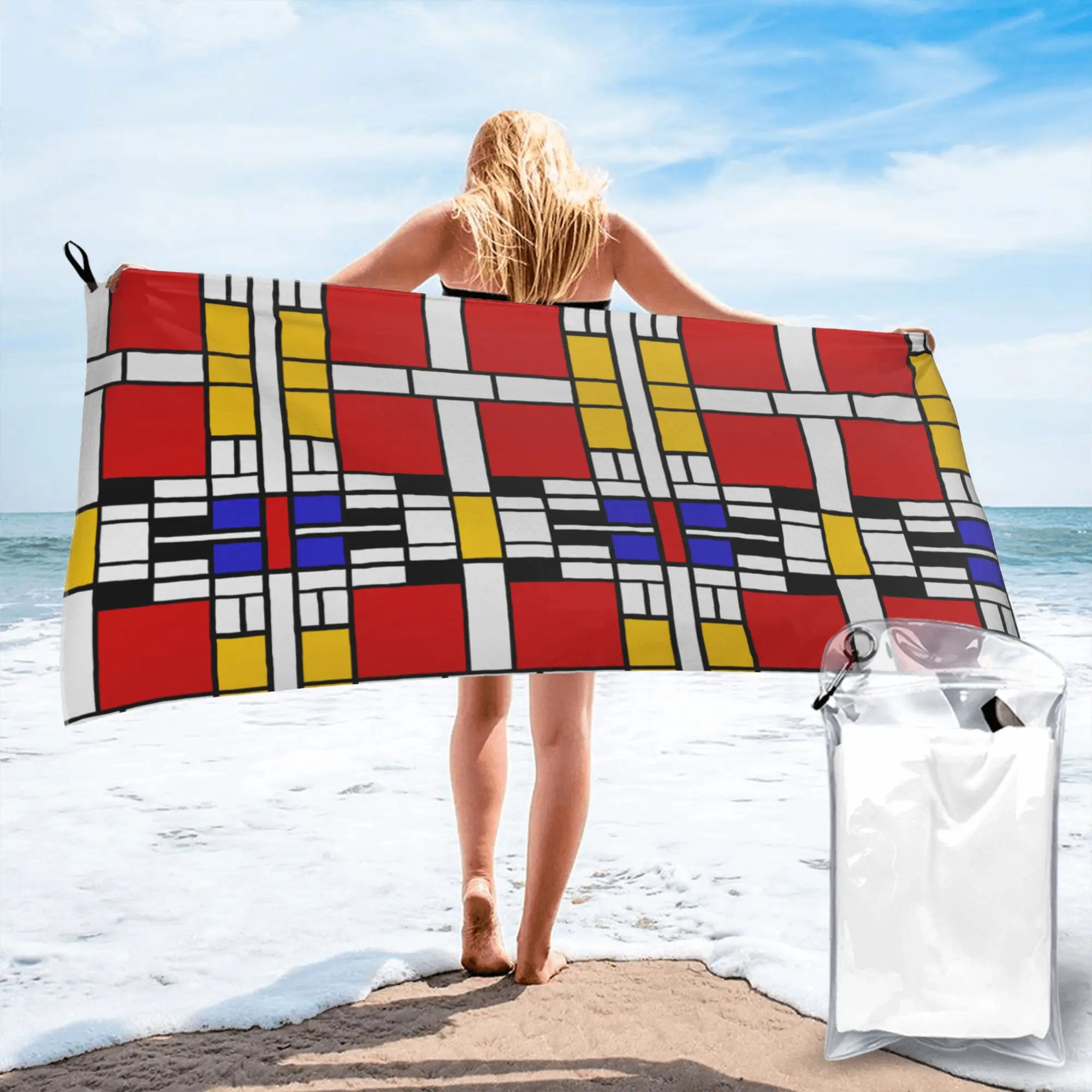

Piet Mondrian De Stijl Beach Towel Soft Microfiber Quick Dry Absorbent Quick Towels For Swimming
