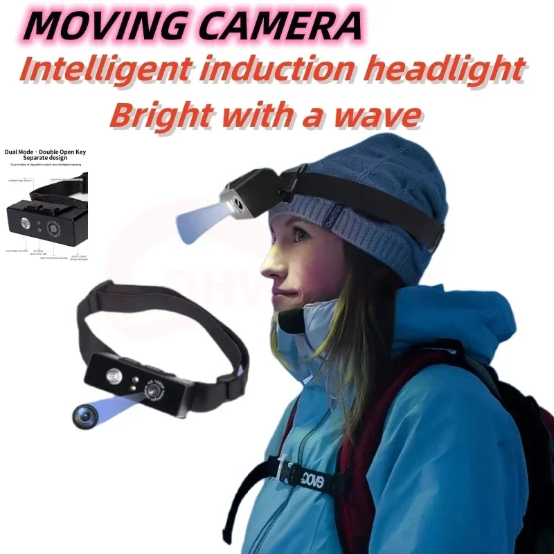 1080P HD First Perspective Mini Action Camera Wave Hand Induction Video Recorder Built in Battery Small Headlamp Sports Bodycam