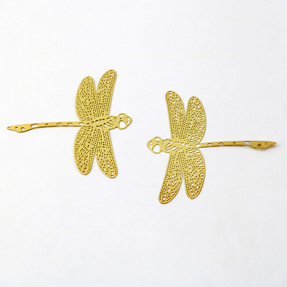 

2Pcs Stainless Steel Dragonfly Hollow Bookmark Brass Plated Decorative Page Marker for Notebooks Calendars Readers