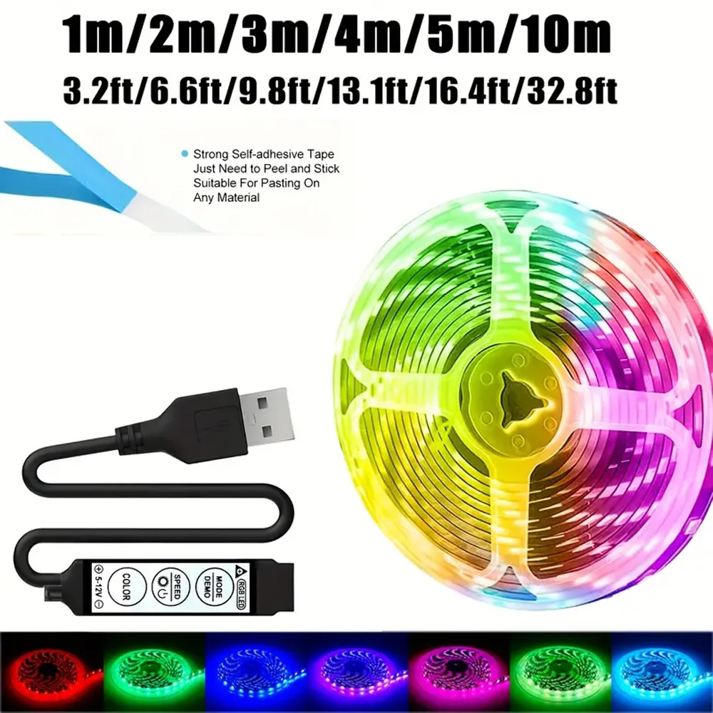 1M-15M LED Strip Lights RGB 3Key Button Control Color Changing SMD3535 Tape Diode Lamps Mode for Room Decoration