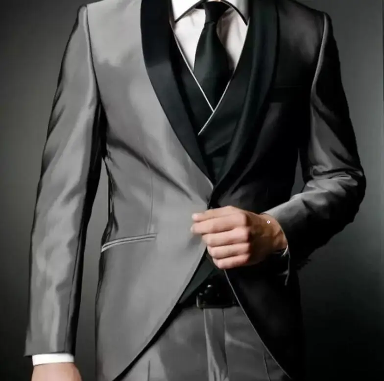 Bourgondië Jacquard Mannen Wedding Tuxedos Zwarte Shawl Revers Een Knop Bruidegom Tuxedos Mannen Huwelijk/Diner/Darty Jurk Jas en Vest