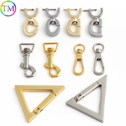 10/30/100PCS Satin Gold Metal Snap Clasp Lobster Hooks For Bags Handbag Keychain Carabiner Triangle Spring Buckle Accessories