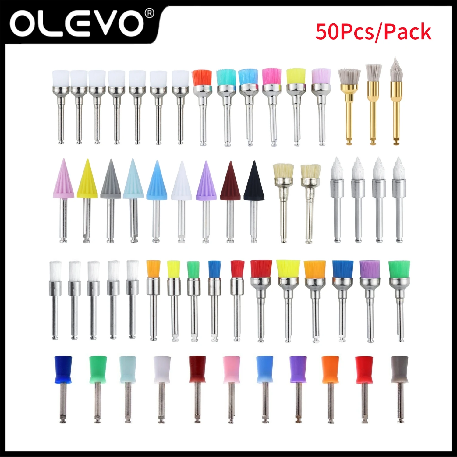 

50pcs Dental Prophy Brushes Polisher Disposable Nylon Bristle Brush Colorful Polishing Cup Bowl Shape For Contra-Angle Handpiece