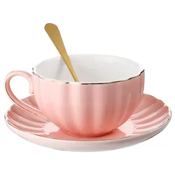 North European pumpkin coffee cup and Dish Set pink style