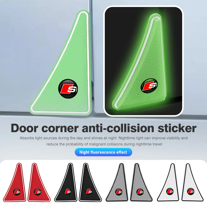 2 шт., наклейки на углы автомобильной двери для Audi A3 Q3 A4L Q5L Q2L R8 RS A6L S Line Quattro Q2 Q3 Q5