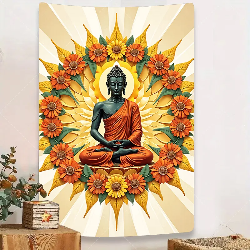 

1шт настенный гобелен "Гобелен для медитации Будды с ореолом подсолнечника, духовное настенное искусство"