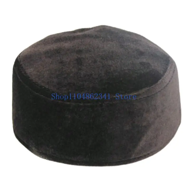 

5asd Men Muslim Prayer Hats Suede Skull Beanie for Muslim Islamic Prayer Winnter Caps