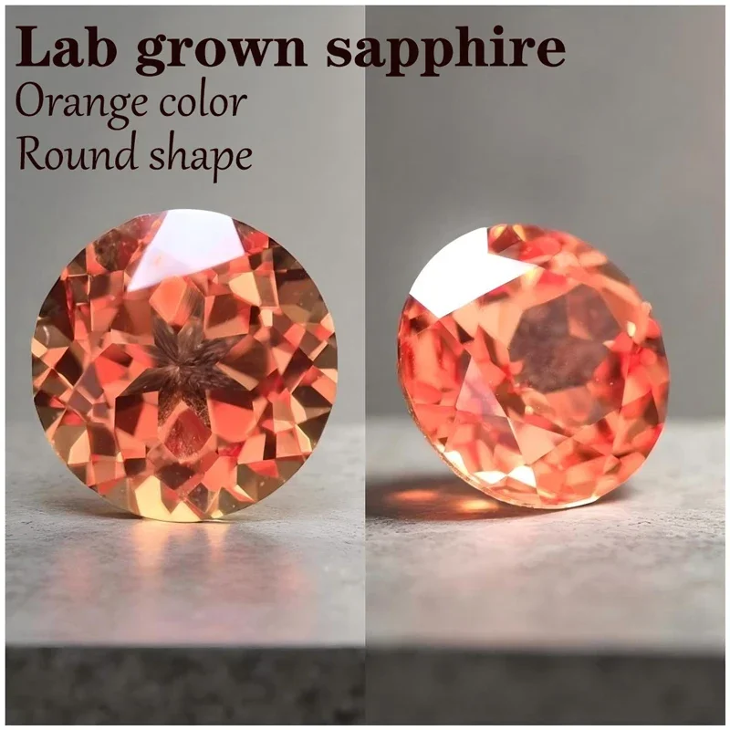 

Sapphire Round Shape Orange Color Lab Grown Gemstone VVS1 DIY Advanced Jewelry Rings Earrings Making Wholesale with Certificate
