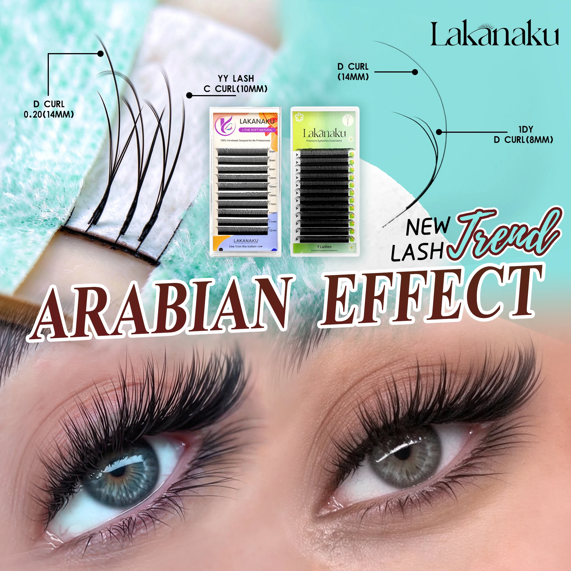LAKANAKU Arabische Wimpernverlängerung mit C- und D-Biegung, Y-Form, 0,07 YY Wimpern mit doppelten Spitzen, Cilios Titos Russisches Volumen YY Wimpern – Detail 1