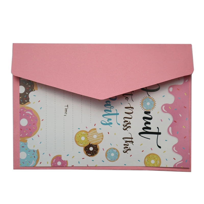 Donuts Printing Festive Birthday Party Invitation Card Birthday Party Decorations For Girls Baby Shower Supplies