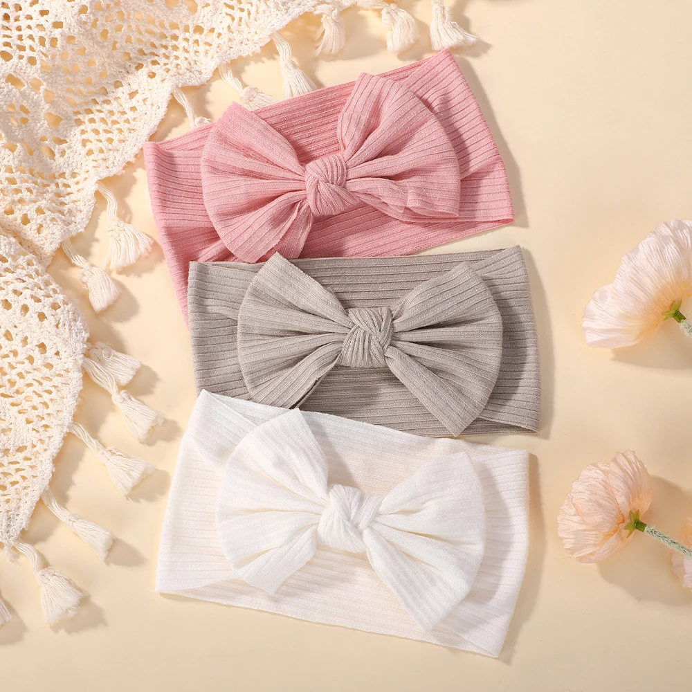 3 Teile/los Baby Mädchen Stirnband Set Mädchen Bogen Verknotet Haar Bands Weiche Gestrickte Kinder Headwear Neugeborenen Turban Baby Haar Zubehör – Detail 9