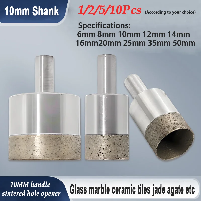 1-10Pcs 6mm 8mm 14mm Diamond Powder Sintered Drill Bit Wet Dry Drilling for Tile Marble Glass Ceramic Porcelain Granite Hole Saw