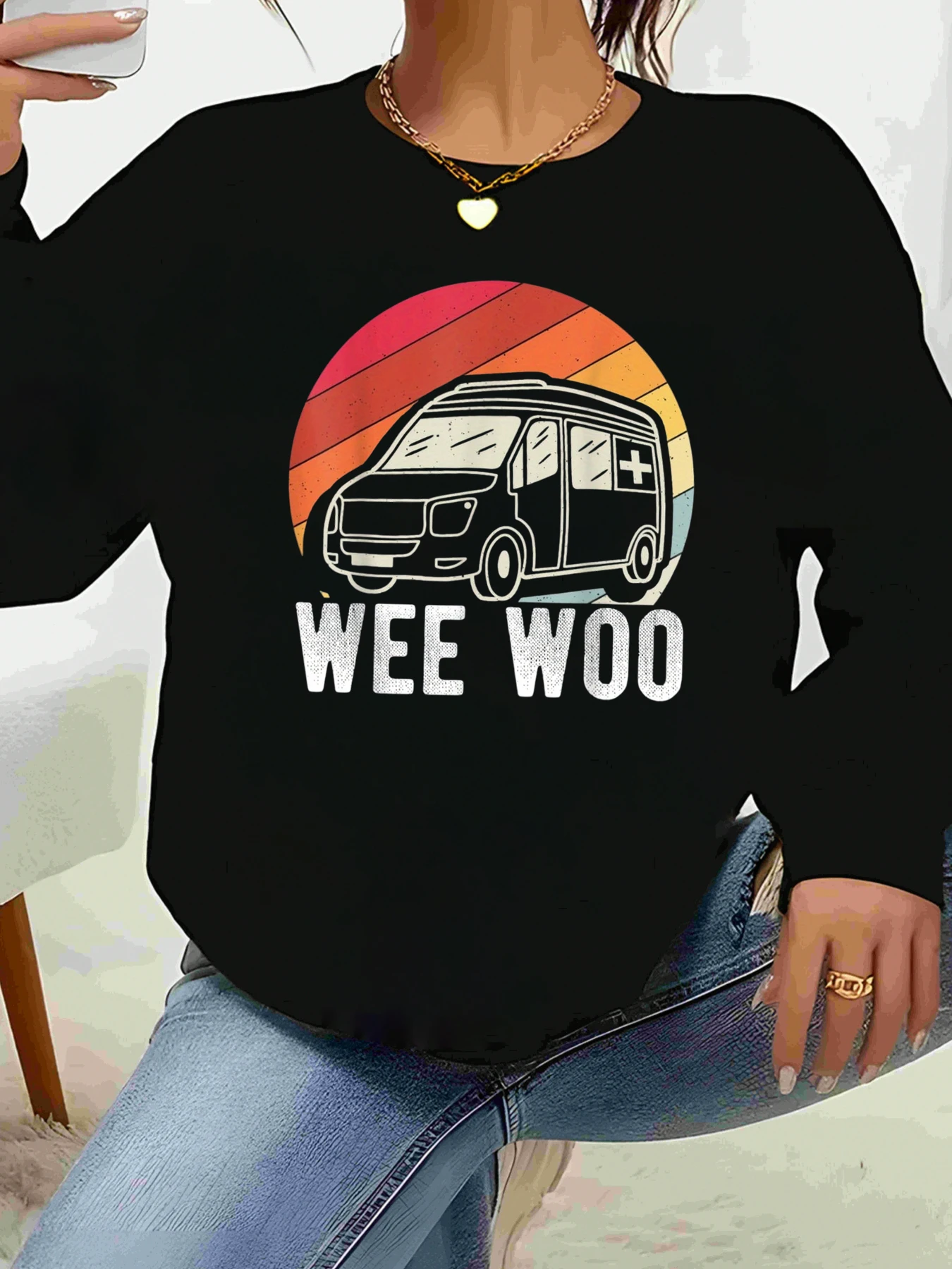 

Толстовка с длинными рукавами и принтом скорой помощи Wee Woo, костюм на Хэллоуин, вечерние, женская повседневная одежда