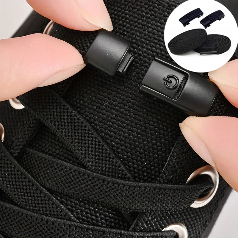

1pair No Tie Shoe Laces Press Lock Shoelaces Without Ties Elastic Laces Sneaker Kids Adult Widened Flat Shoelace Shoes