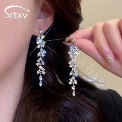 Luxury 100% S925 Sterling Silver Drop Earrings For Women Girls S925 Silver Plated 18K Wedding Bride Earrings Party Gifts Jewelry