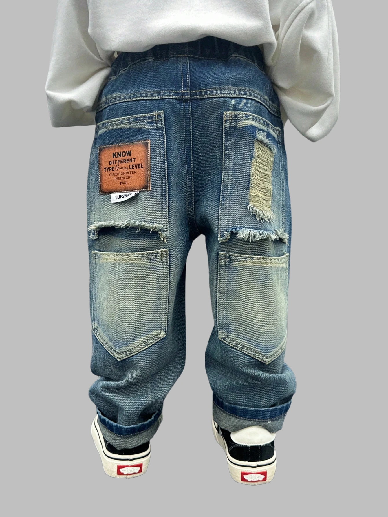 Boys' and children's all-season loose-fitting casual jeans pants suitable for daily, school, casual, outdoor wear