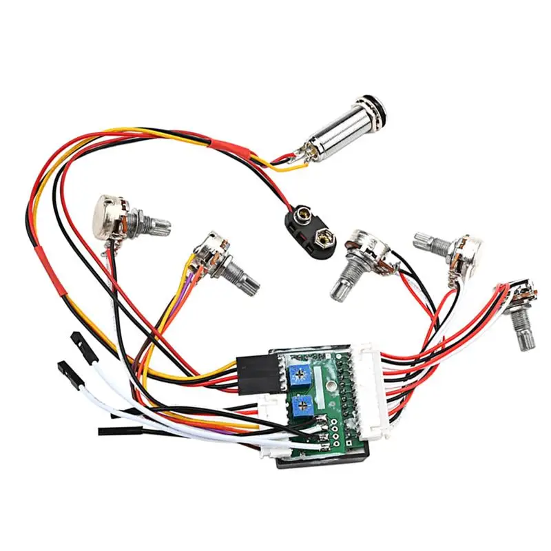 1 Set 3 Band Active EQ Preamp Circuit Wiring for Bass Electric Guitar 4 Potentiometers Middle Treble Volume Tone Control