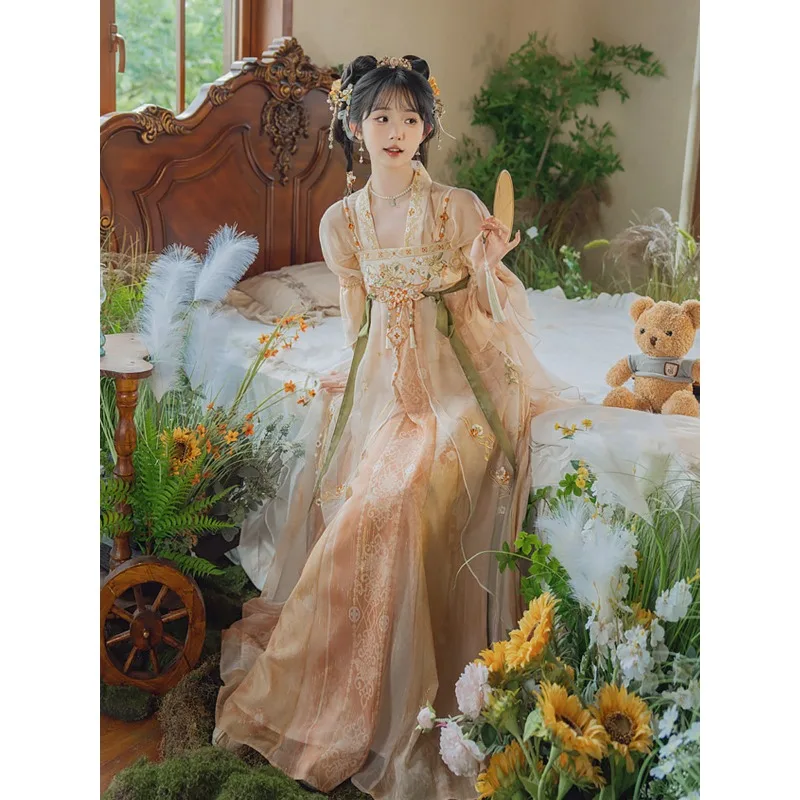 

Tang Dynasty chest-length skirt Hanfu women, summer daily improvement of national style girl fairy style ancient style dress