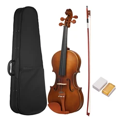 4/4 Acoustic Violin Spruce Wood Top Maple Back & Scroll & Fingerboard with Carry Case Bow Rosin for Kids Students Beginners