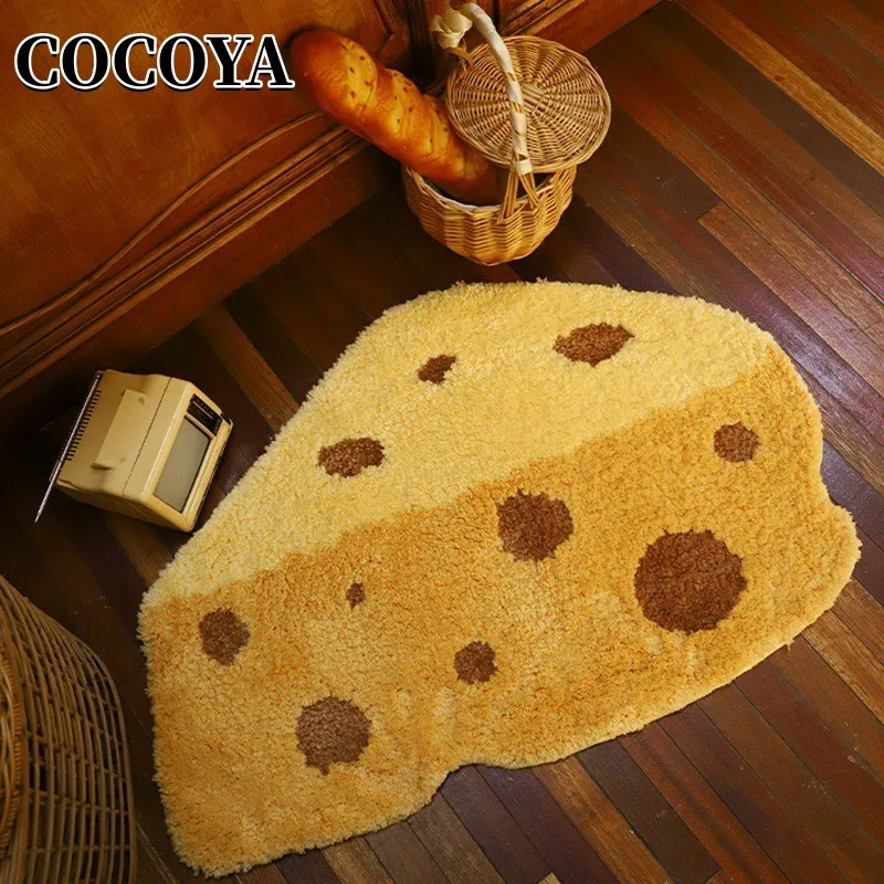 

Cheese Shapes Area Rug Soft Plush Tufting Carpets Living Room Decoration Creative Cheese Floor Mat Cute Cartoon Rugs for Bedroom