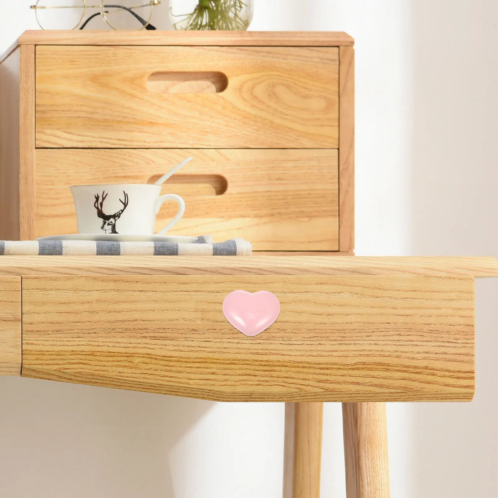 4Pcs Ceramic Door Knob Heart Cabinet Handles Drawer Knobs Stainless Steel Cupboard Pull Kitchen Wardrobe Home Furniture