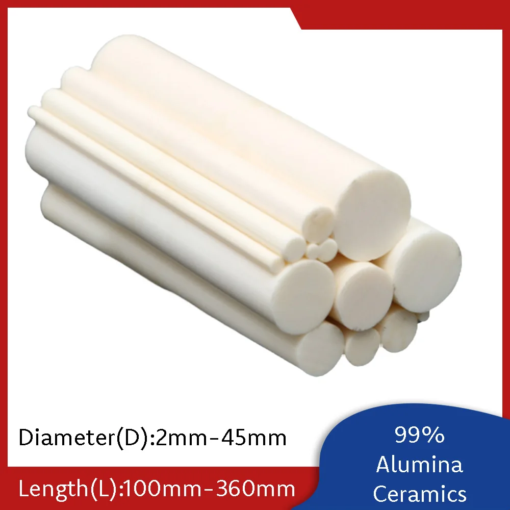 

99% Alumina Ceramic Rod Heat-resistant Electrically Insulating Solid Round Bar 2mm-45mm Diameter