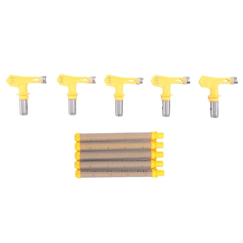 

A96I-5 Pieces Reversible Airless Paint Sprayer Nozzle Tips And 5 Pieces Airless Spray Filter Replace (213,315,417,517,523)