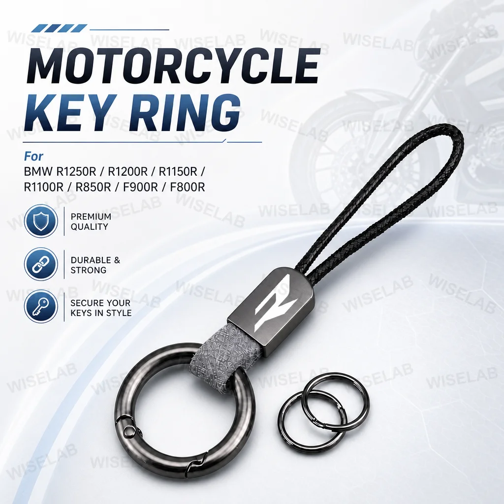 Porta llaves universal de microfibra con cuerda encerada de piel de vaca para motocicleta BMW R1250R R1200R R1150R R1100R R850R F900R F800R