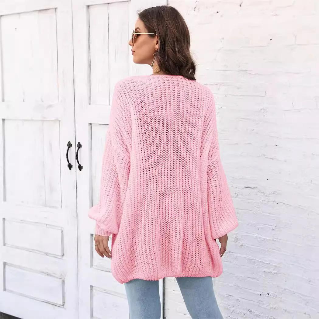 

Осень-зима женский открытый кардиган свитер hine вязаный бархатный олень свободный ручной вязаный цветок верхняя одежда