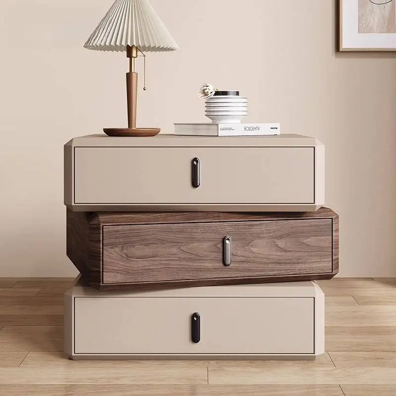 Rotating Solid Ｗood Ｎightstand Modern White Drawer Nordic Hotel Bedside Table Small Storage Mesitas De Noche Home Furniture