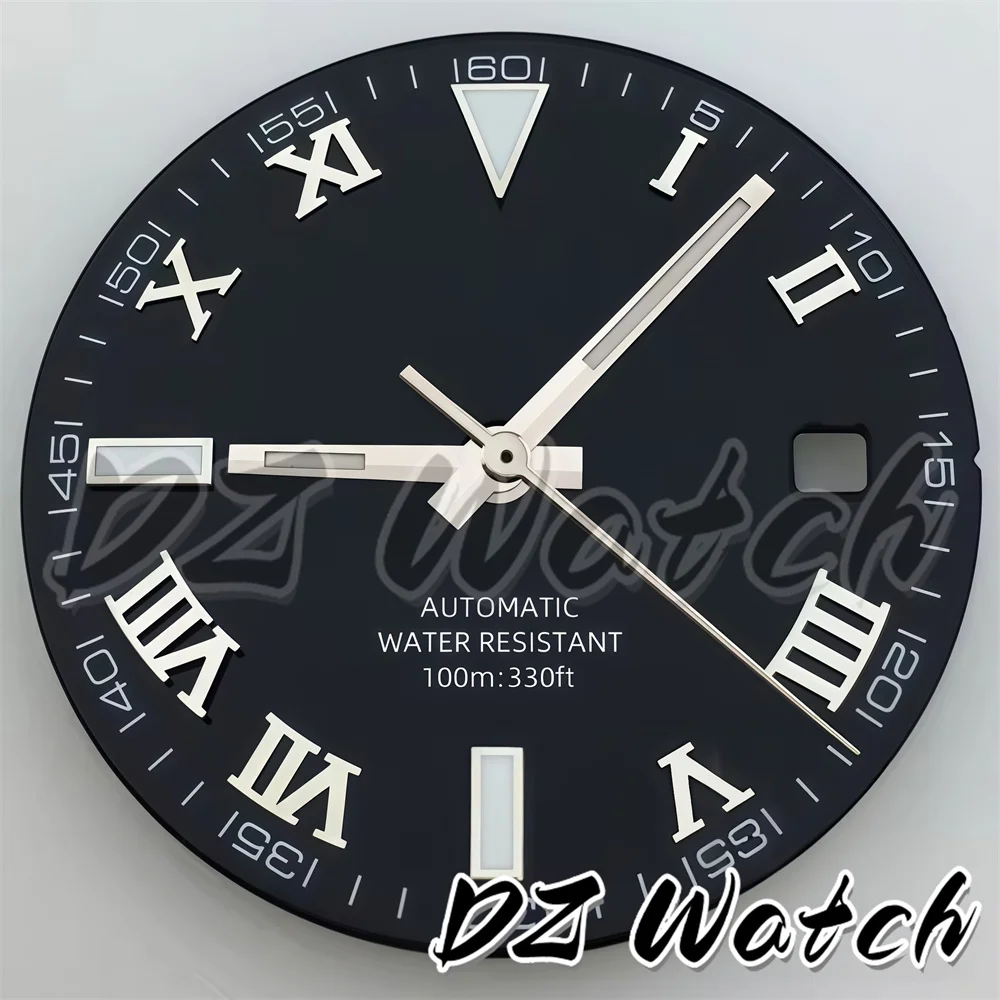DZ 29mm Sunray Pattern Roman Sterile Dial + Hands Silver/Gold/Blue/Rose Gold Markers Green Luminous Suitable For NH35 Movement