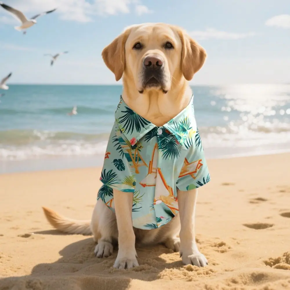 Soft Pet Summer T-Shirt Comfortable Breathable Dog Short Sleeve Lightweight Cool Dog Hawaiian Style Clothes for Large Breed Dogs
