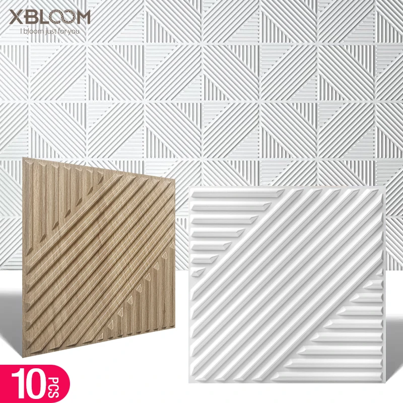 10pcs 30cm Wood grain 3D Stereo Wall Panel Diamond Not self-adhesive tile 3D wall sticker living room Bathroom tile wall paper