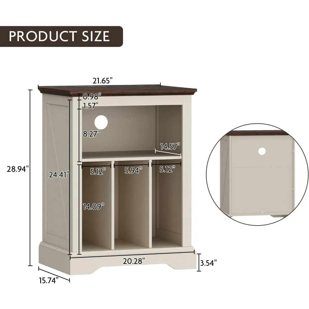 حامل مشغل التسجيل، طاولة نهاية من 3 طبقات، حامل القرص الدوار مع مساحة تخزين تسجيلات الفينيل، عرض خزانة حامل السجل الخشبي #6