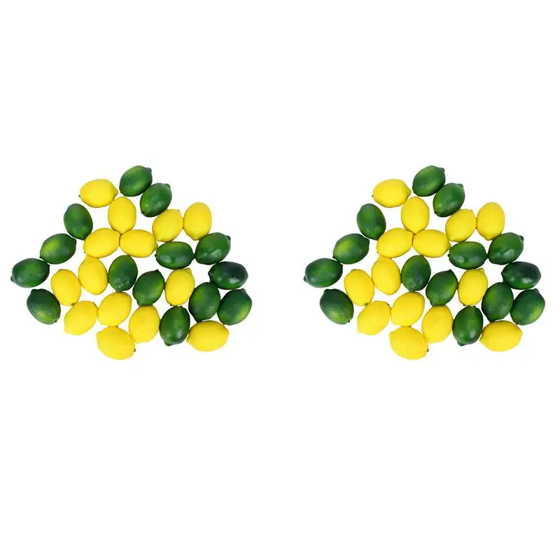 A96K-56Pcs Artificial Lemons And Limes Fake Fruits Decorative Faux Citrus Fruits Artificial Decorations For Home Kitchen