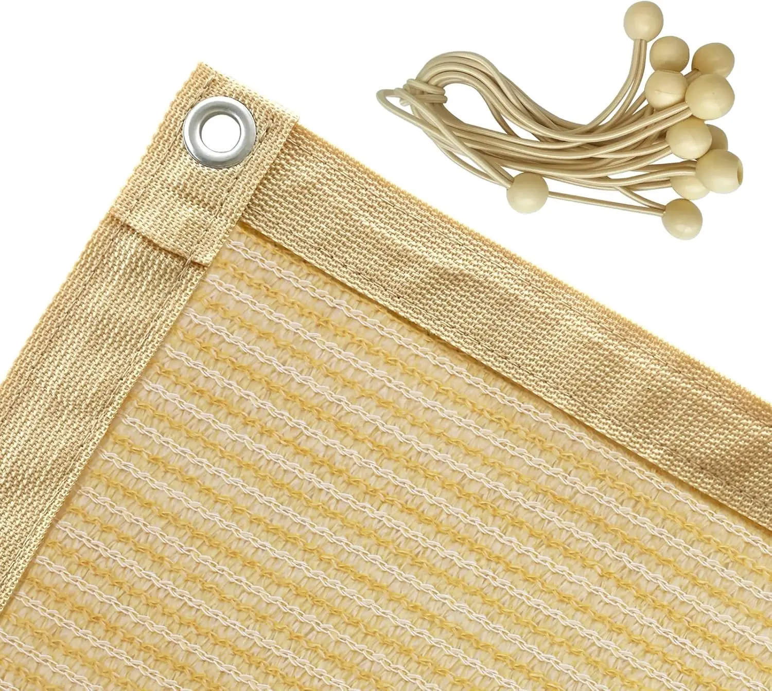 

90% Sun Shade Cloth 10x12ft with Grommets & Bungee Balls for Pergola Cover, Canopy, Patio - Durable HDPE Fabric