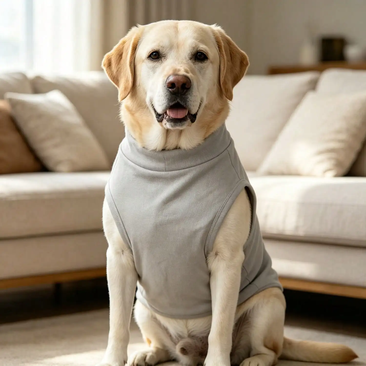 Ärmelloses Rollkragen-Hundeweste für große Hunde, weiche Strickkleidung für Haustiere mit niedlichem Bären-Applikationsaufnäher, warmes Hausoutfit – Detail 22