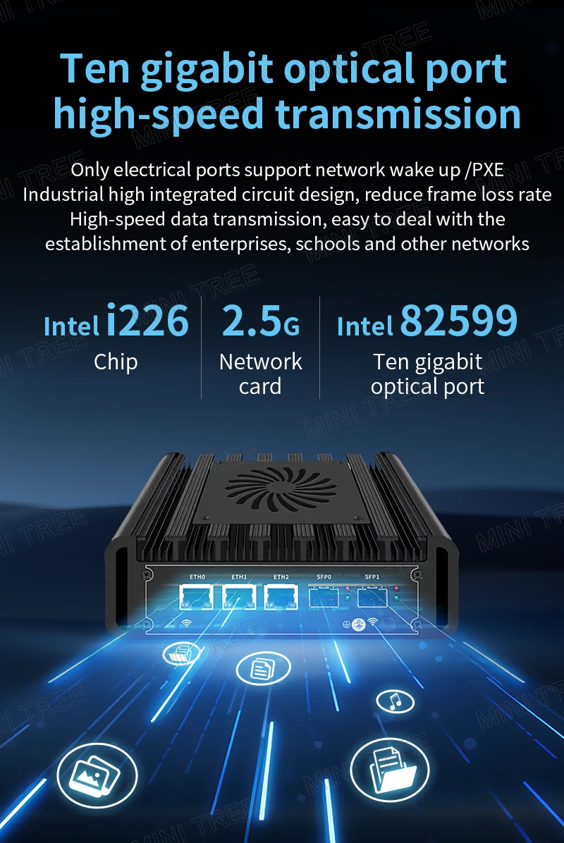 Mini computer industriale Lan 3x 2,5G Intel N150 N305 2x10G SFP HD DP Linux Router morbido/Computing bordi/Clente sottile/Microserver