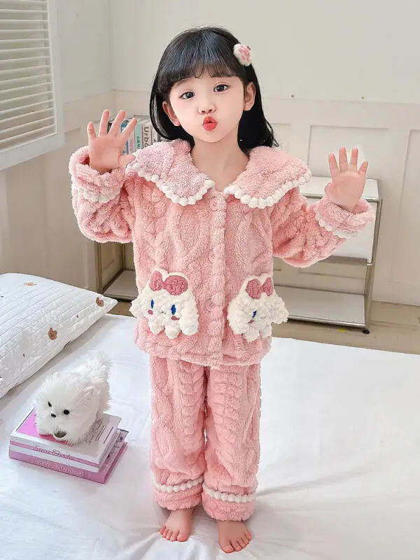 2 قطعة مجموعة بيجامات الأطفال الخريف الشتاء سانريو كورومي سينامورول 2025 جديد عصري أنيمي الطفل سترة ملابس المنزل