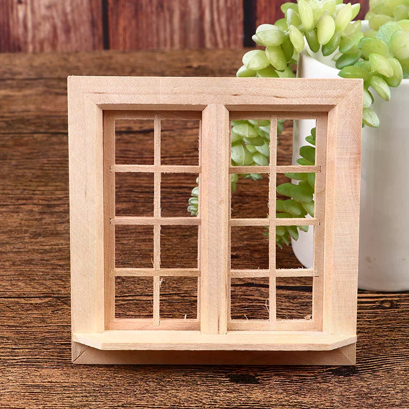 1:12 Dollhouse Miniature Door & Window, 16 Grids Square Windows Model
